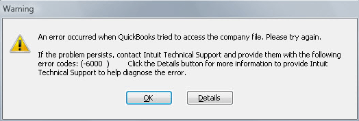 QuickBooks error code -6000 - Screenshot
