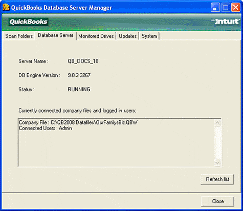 quickbooks database server manager - screenshot