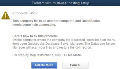 quickbooks error code H505 - Screenshot