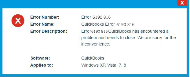 quickbooks error message -6190 -816 - screenshot