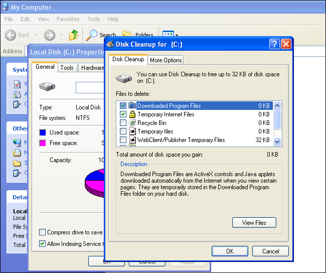 Use disk clean up utility - screenshot