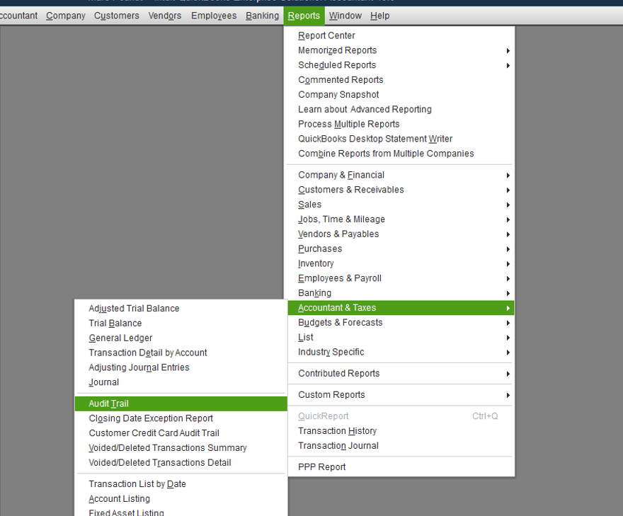 Audit trail option - Screenshot