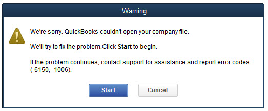 quickbooks error message 6150 -1006 - Screenshot