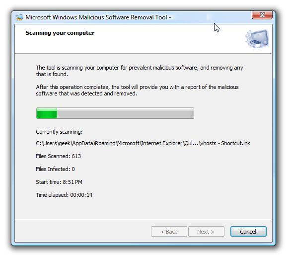 Execute the System Virus or Malware Scan - Screenshot