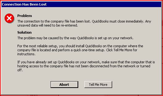 QuickBooks Abort error - Screenshot