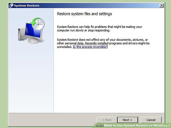 Restore the Windows System - Screenshot