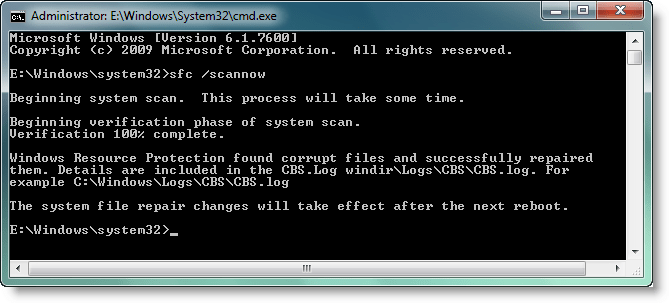 Running Windows file checker - Screenshot
