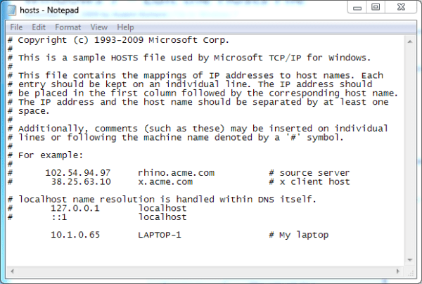 Edit the Host Files - Screenshot