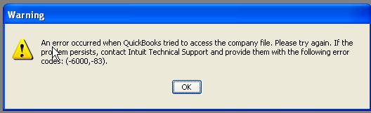 QuickBooks error 6000 83 - Screenshot