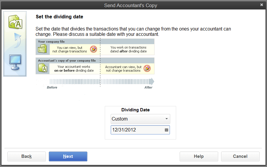 Send Accountant's Copy - Screenshot