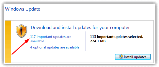 Install the windows updates - Screenshot