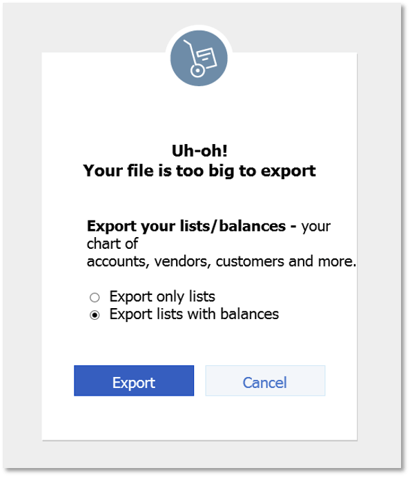 file too big to export- screenshot