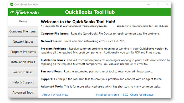 QuickBooks tool hub program-screenshot