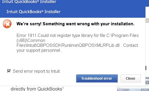 Quickbooks install error 1911 - Screenshot