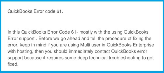QuickBooks Error Code 61 - Screenshot