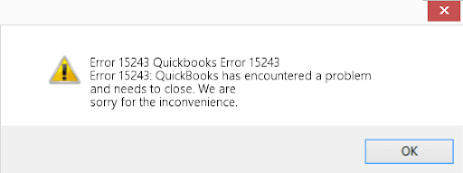 QuickBooks error 15243 - Screenshot