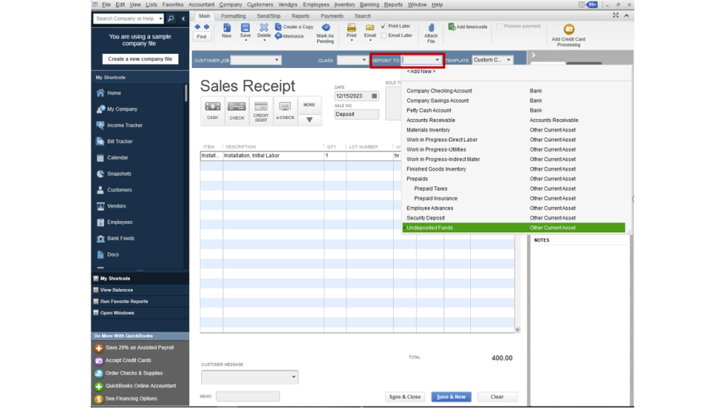 Customize payment receipt option in quickbooks - Screenshot 1