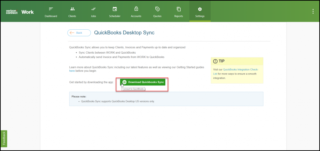 Downloading QuickBooks contact sync - Screenshot