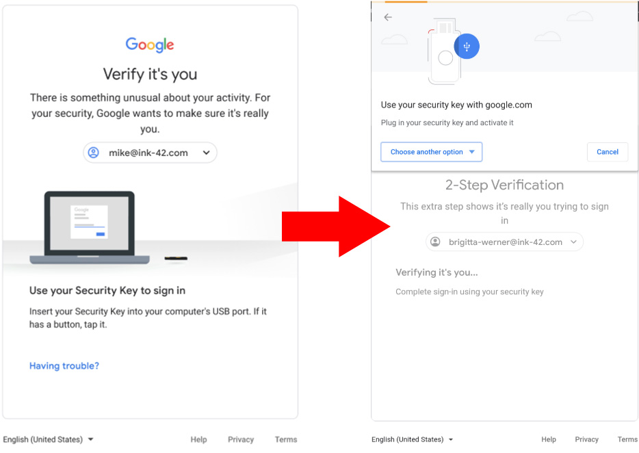 Using 2 Step verification for Google - Screenshot