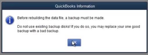 Backup company data popup - Screenshot