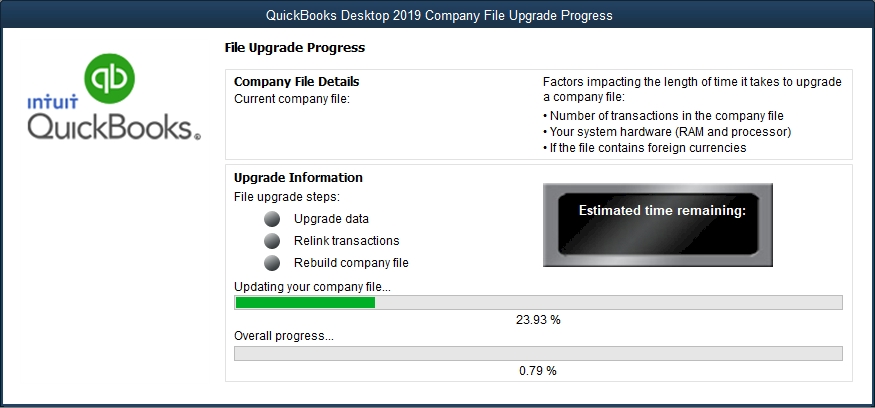 Upgrade QuickBooks company file - Screenshot