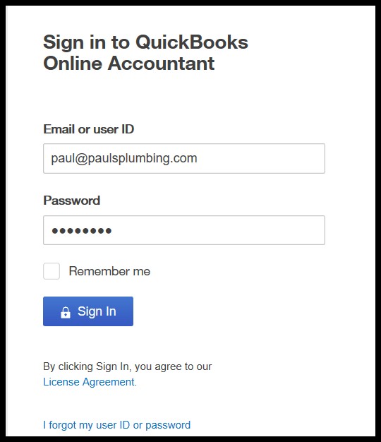 QuickBooks Online Sign In - Screenshot