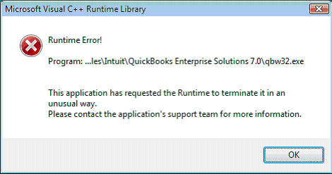 Runtime library errors - Screenshot