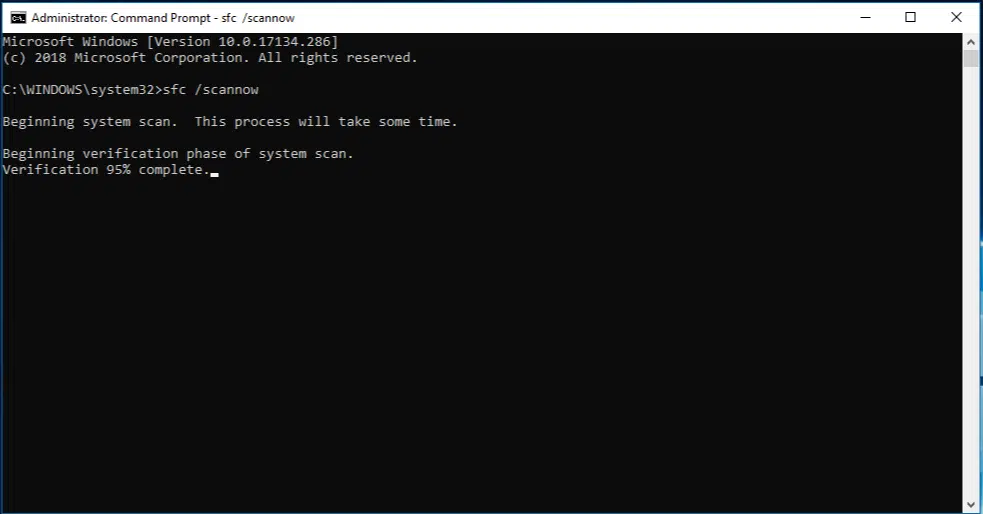 Administrator Command Prompt - sfc /scannow