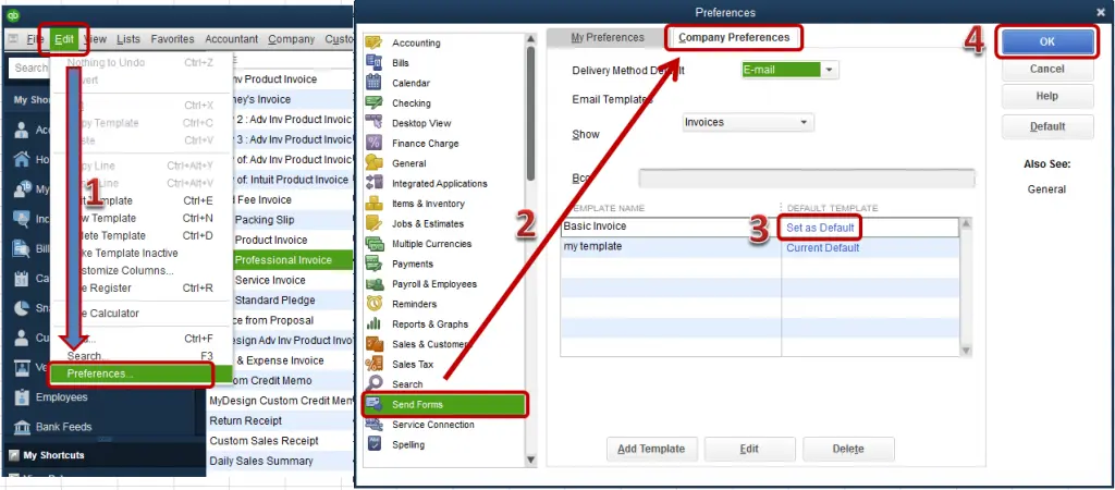 quickbooks crash exporting in company Preferences - screenshot