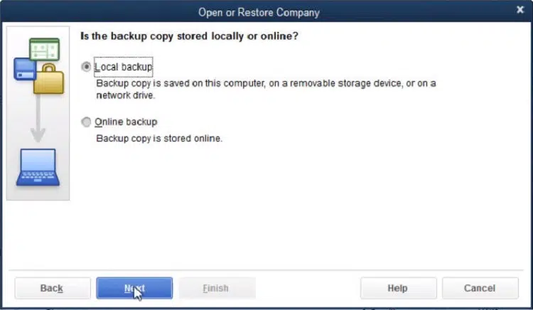 QuickBooks Company File  Local Backup option