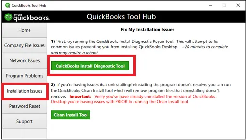 Using QuickBooks Install Diagnostic Tool to fix QuickBooks error code C=184